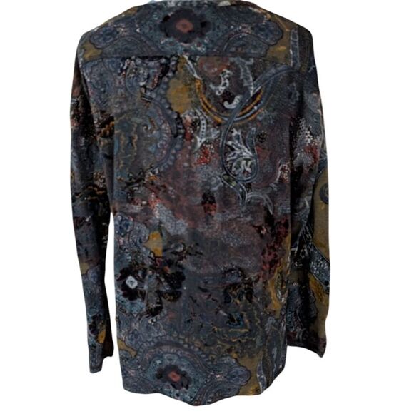 Snoskins Velour Paisley Abstract Print Long Sleeve Top Boho Medium - Picture 8 of 8